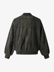 Leopard Distressed Bomber Jacket