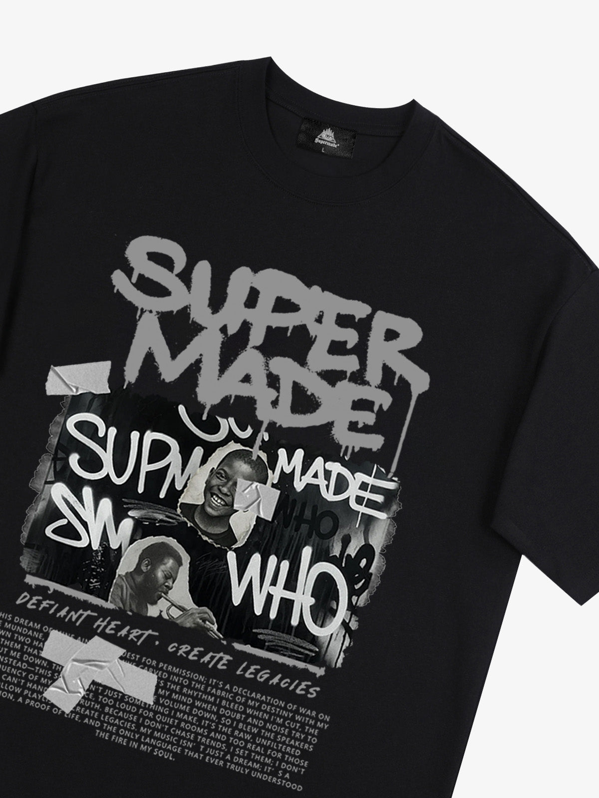 Streetwear Graffiti Character Collage Graphic T-Shirt 
