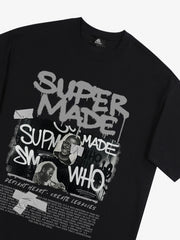 Streetwear Graffiti Character Collage Graphic T-Shirt 