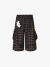 Plaid Cotton Cargo Shorts for Men - Oversized Fit with Multiple Pockets and Elastic Waistband 