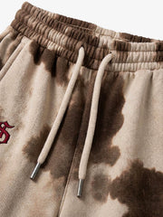 Cow Print Embroidered Wide-Leg Sweatpants