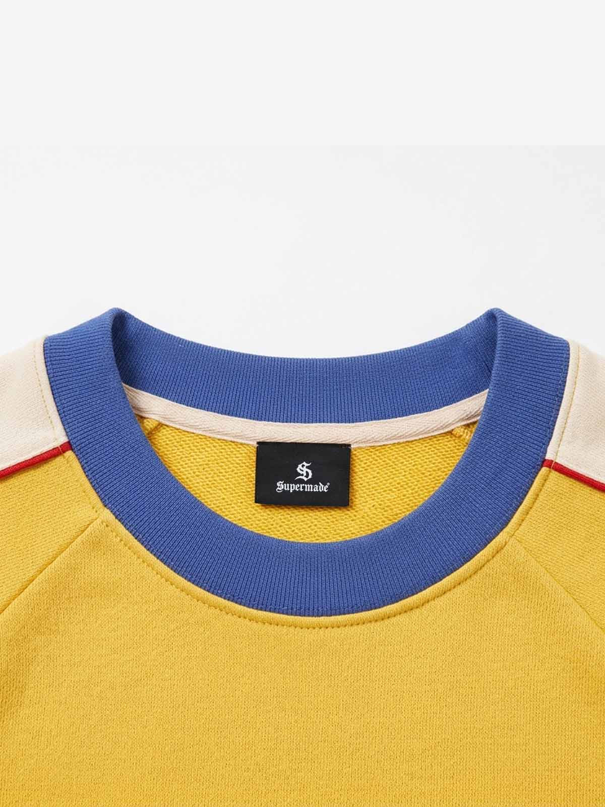 Motorcycle Graphic Color Block Cropped Sweatshirt