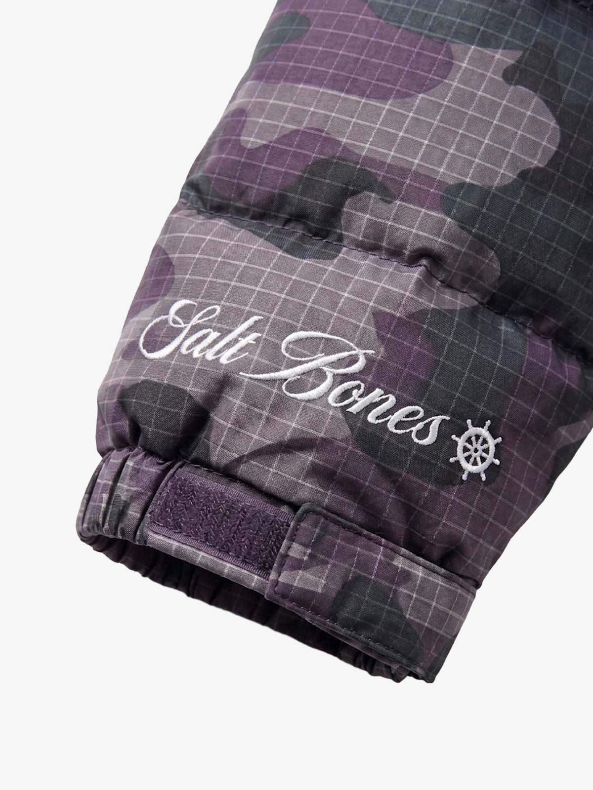 Purple Plaid Camo Puffer Coat