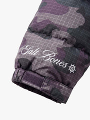 Purple Plaid Camo Puffer Coat