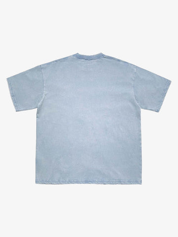 Skull Letter Print Double Neck Slashed Tee