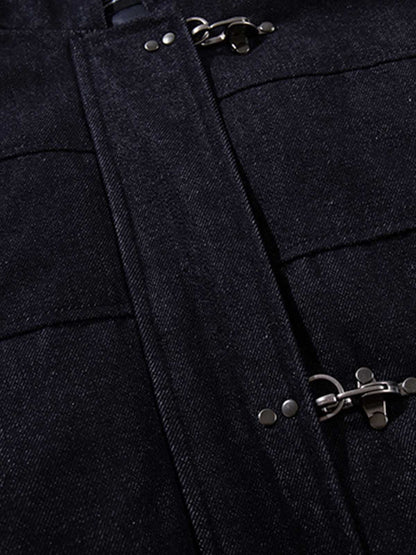 Denim Toggle Detail Bomber Jacket 