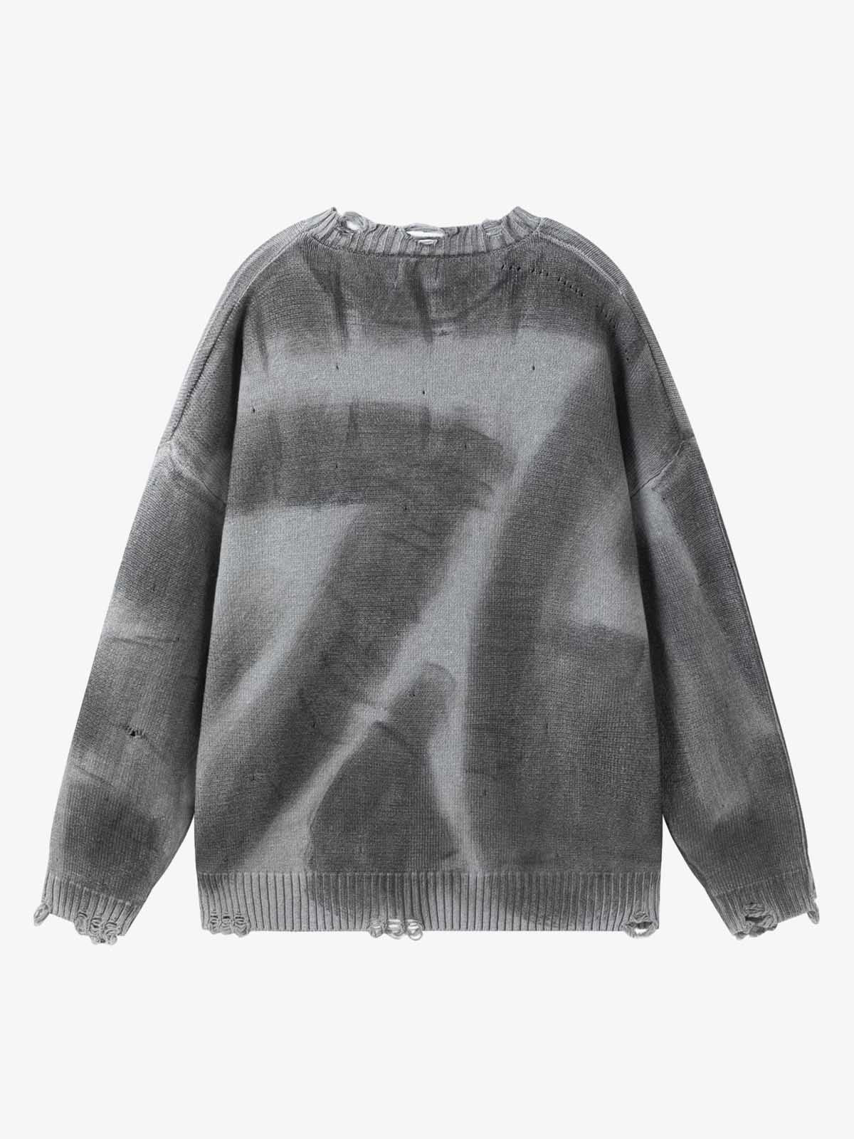 Inkjet Damaged Knitted Sweater 