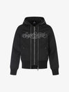 Logo Embroidered Patchwork Hooded Cardigan