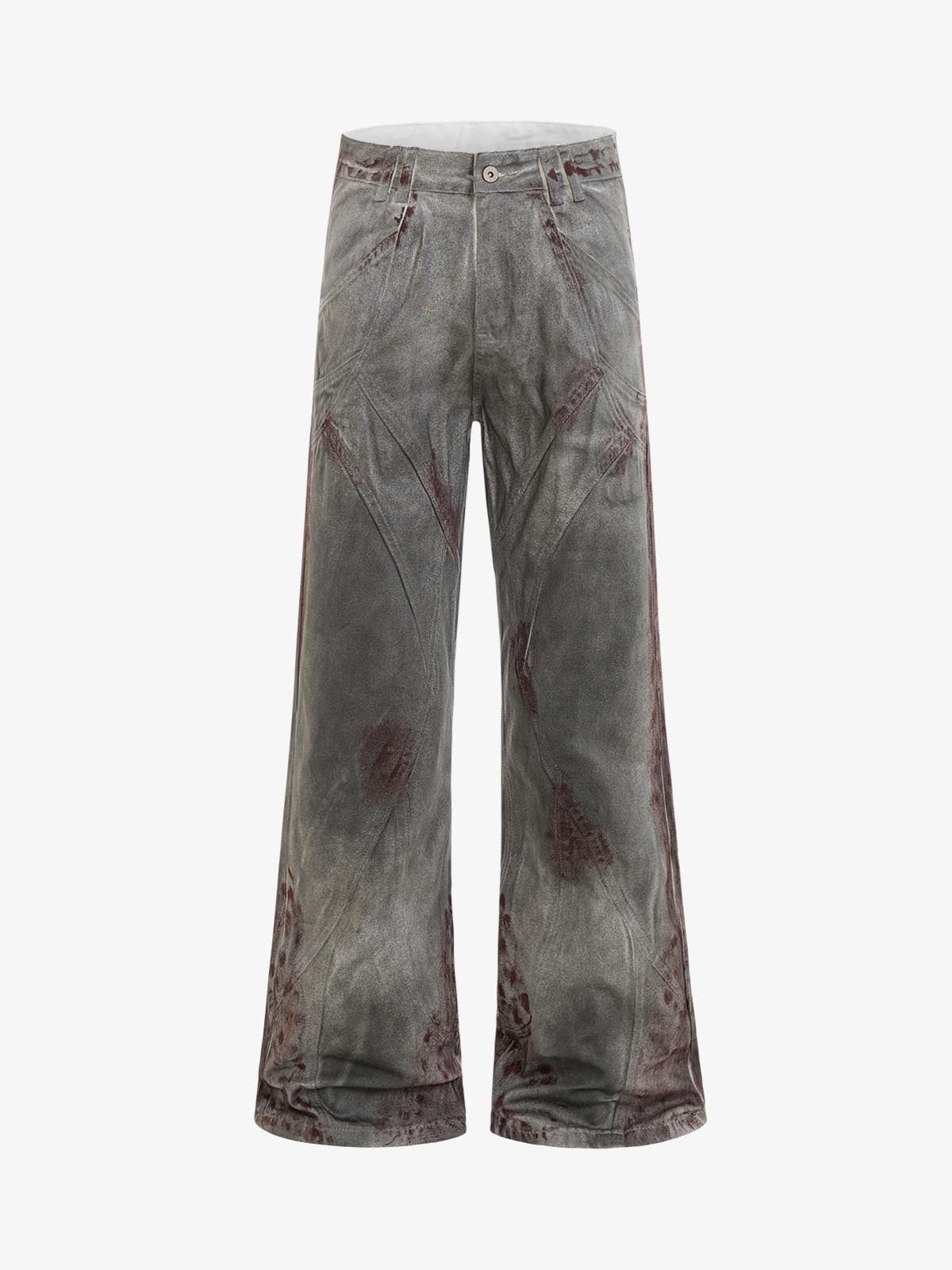 Distressed Vintage Wash Wide Leg Denim Jeans