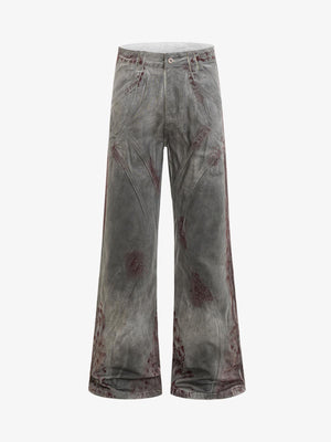 Distressed Vintage Wash Wide Leg Denim Jeans