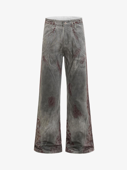 Distressed Vintage Wash Wide Leg Denim Jeans