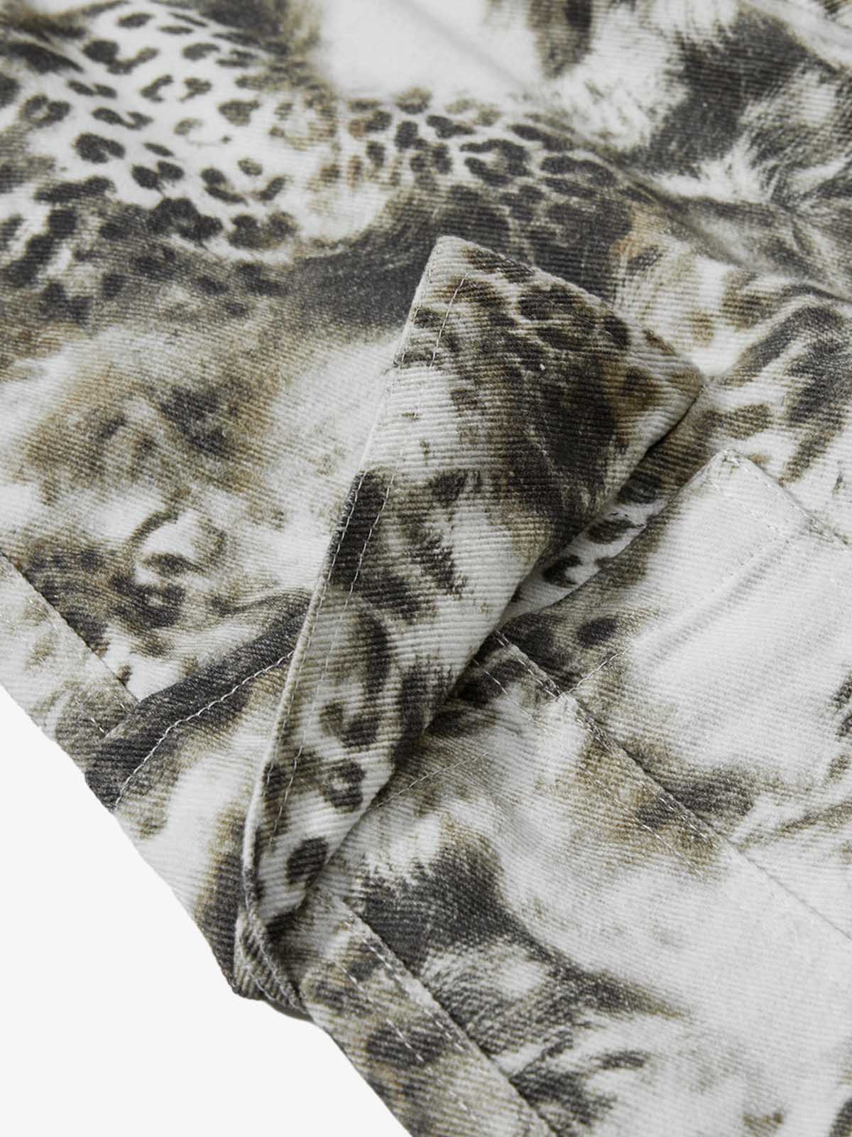 Leopard Multi-Pocket Cargo Jeans