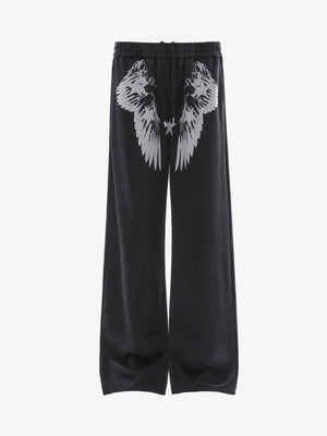 Wing Star Graphic Draped Jazz Pants; Black / S, Black / M, Black / L, Black / XL, Black / 2XL