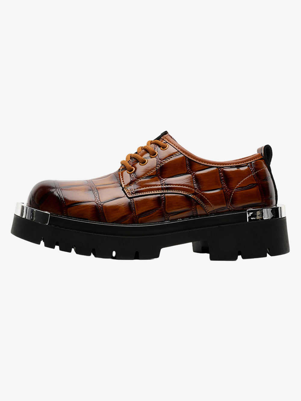 Crocodile-Embossed Derby Shoes