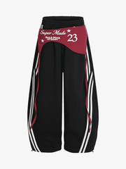 Foldover Striped Baggy Sweatpants