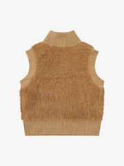 Fluffy Ribbed Zip Knit Vest