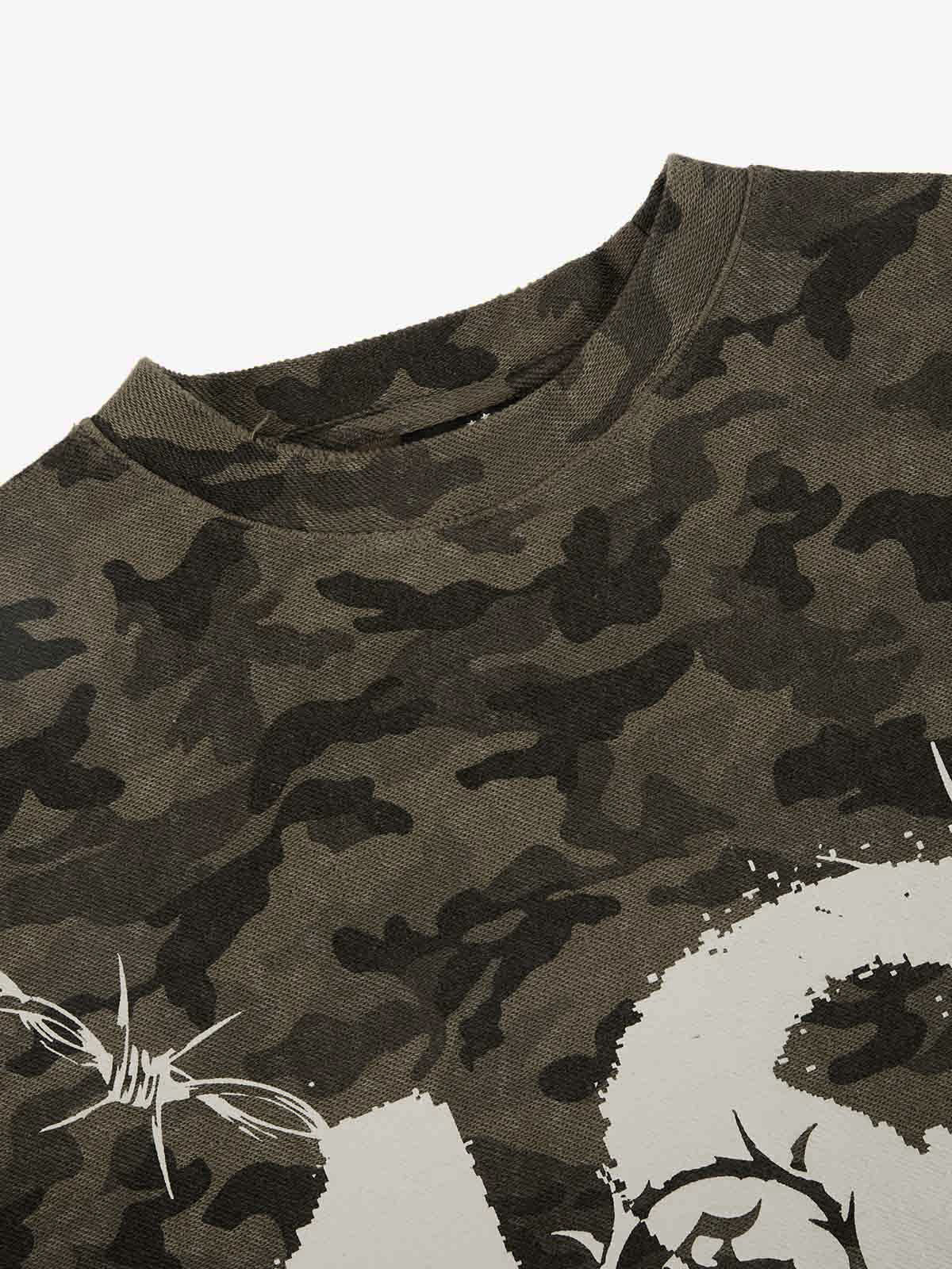 Supermade Camouflage Thorn Print Sleeveless T-Shirt 