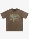 THE SUPERMADE Distressed Graphic Print Oversized T-Shirt with Bold Typography Design 