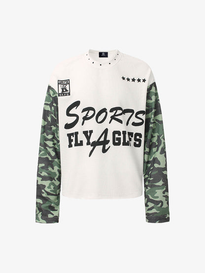 Camo Sleeve Sports Graphic Long-Sleeve Tee for Active Lifestyle 