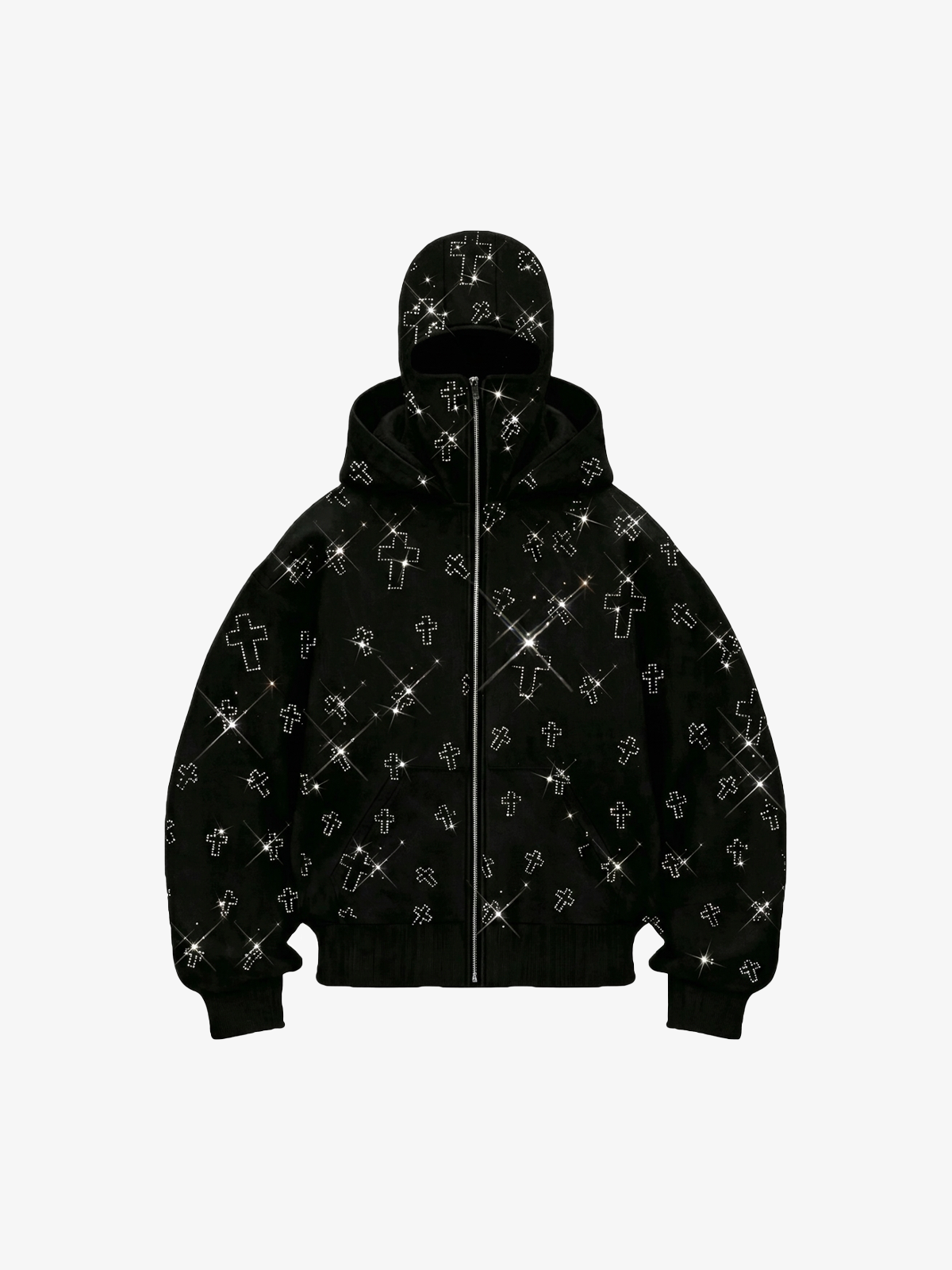 Rhinestone Cross Masked Sweatshirt