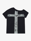 Black Cotton T-Shirt with Silver Studs and Bleach Spray Graphic