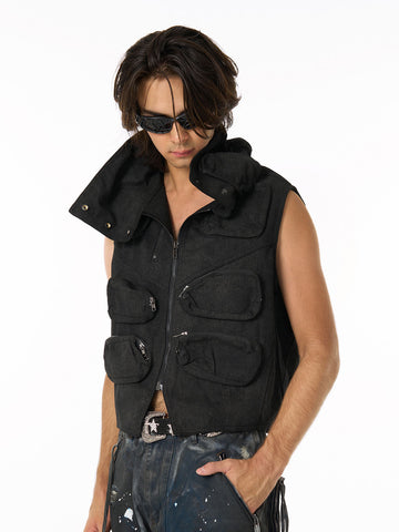Heavy-Duty Multi-Pocket Multi-Zipper Vest 