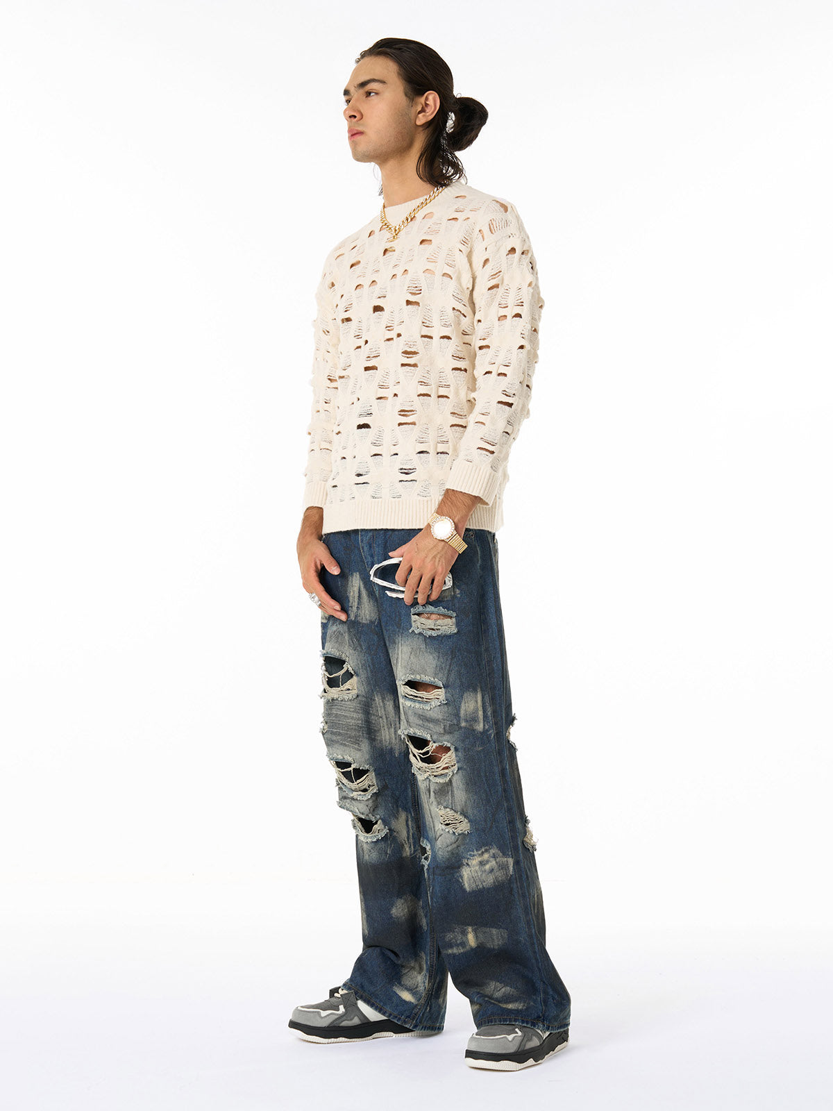 Unique Wide-Leg Denim Pants with Artistic Spider Design for Fashion Lovers 