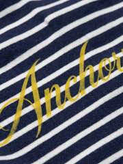 Anchor Embroidered Striped Heavyweight Sweatshirt