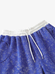 Textured Knit Wide-Leg Drawstring Pants