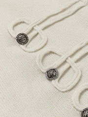 Cardigan con cappuccio in maglia jacquard