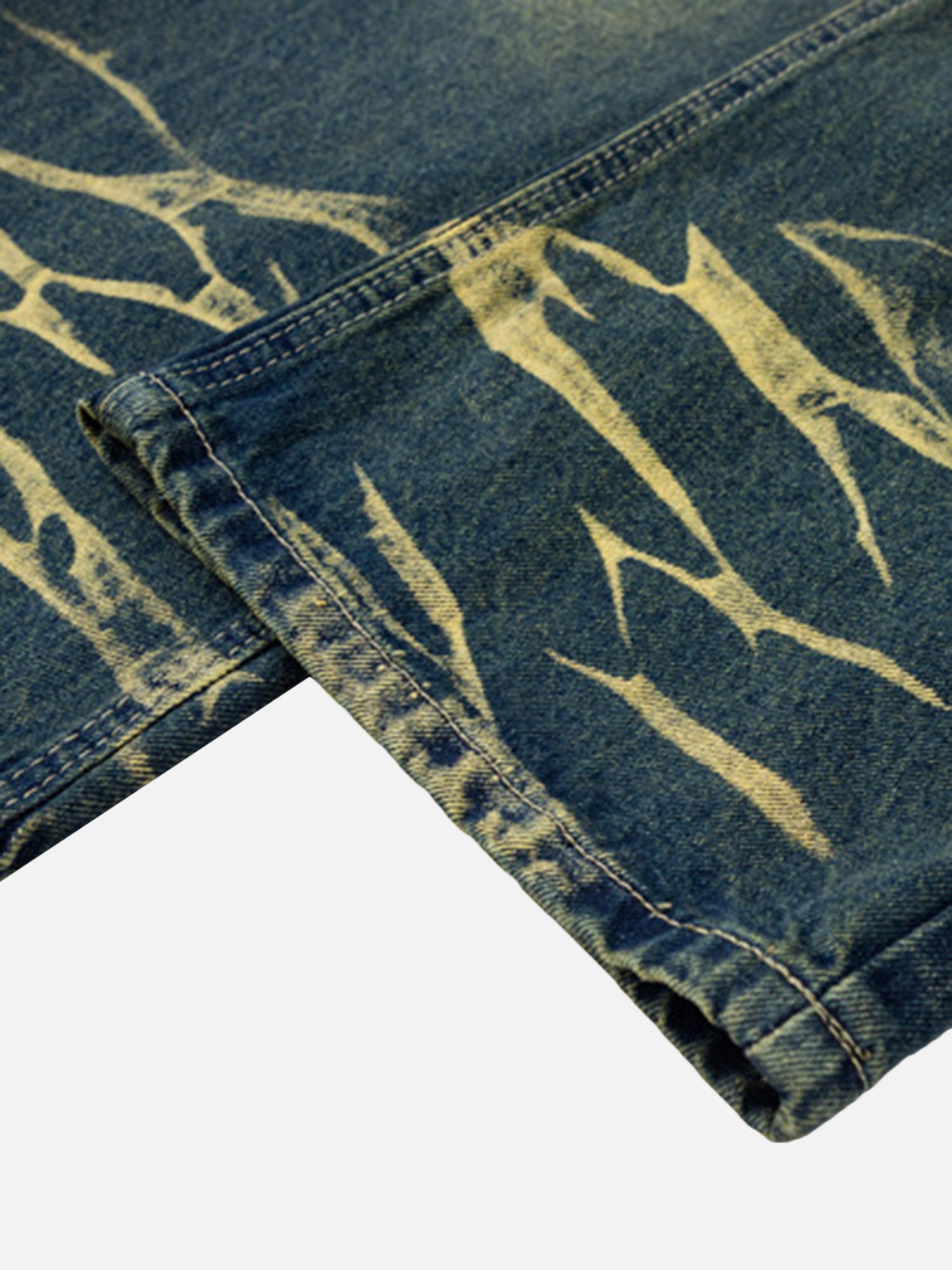 American High Street Retro Distressed Pattern Design Niche Jeans