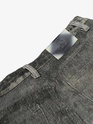 Vintage Heavy Distressed Washed Barrel Jeans 