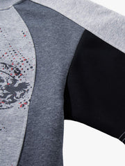 Embroidered Patchwork Collar Graphic Tee