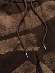Vintage Distressed Sticker Print Wide-Leg Sweatpants