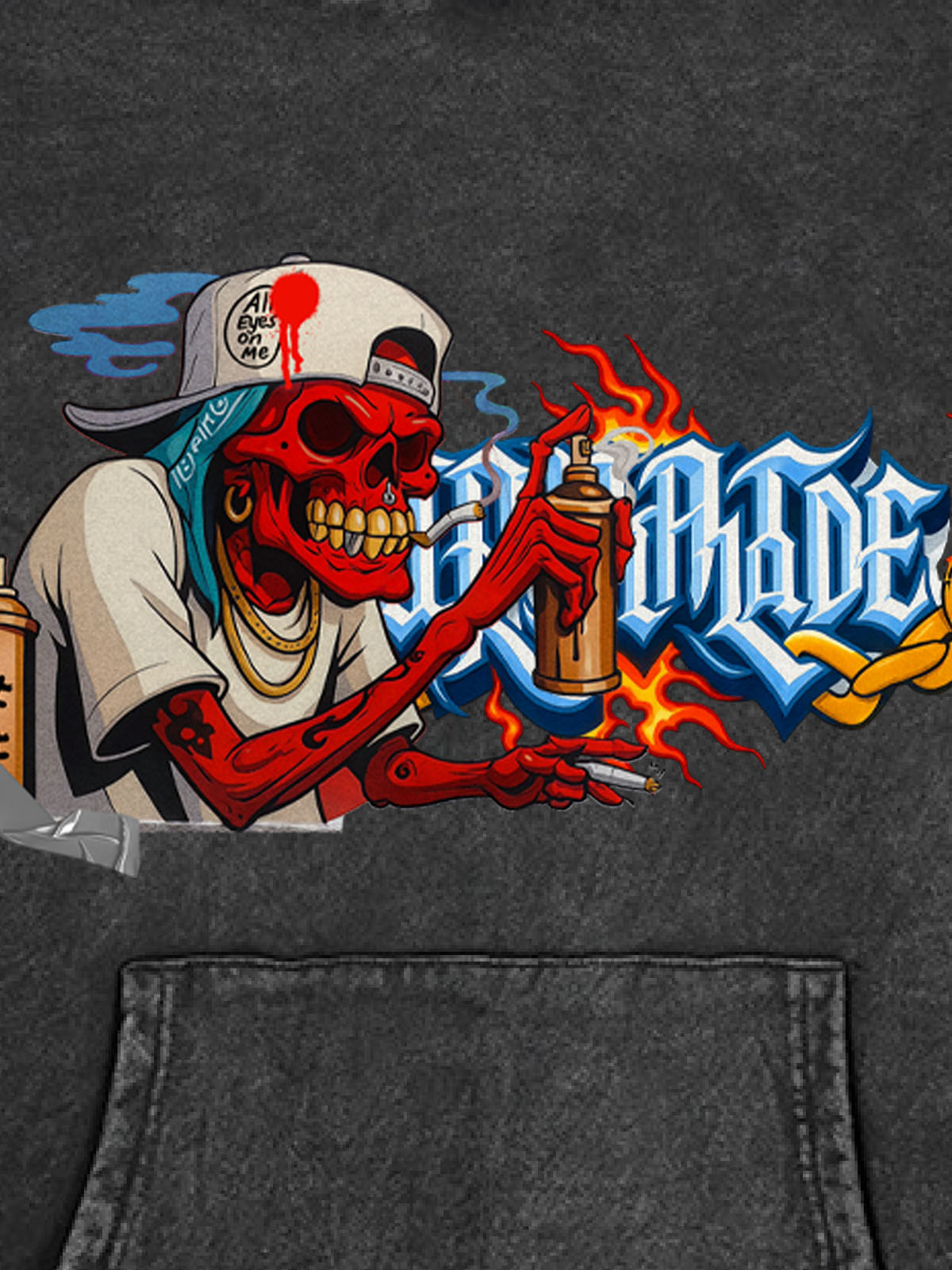 Thesupermade Street Skull Graffiti Artist Hooded Sweatshirt 