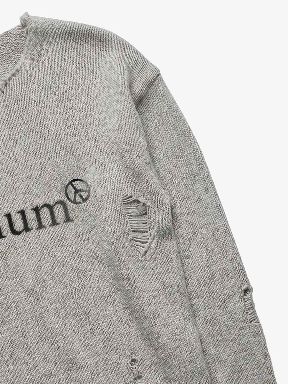 Distressed Graphic Ripped Pullover Sweater