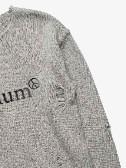 Distressed Graphic Ripped Pullover Sweater