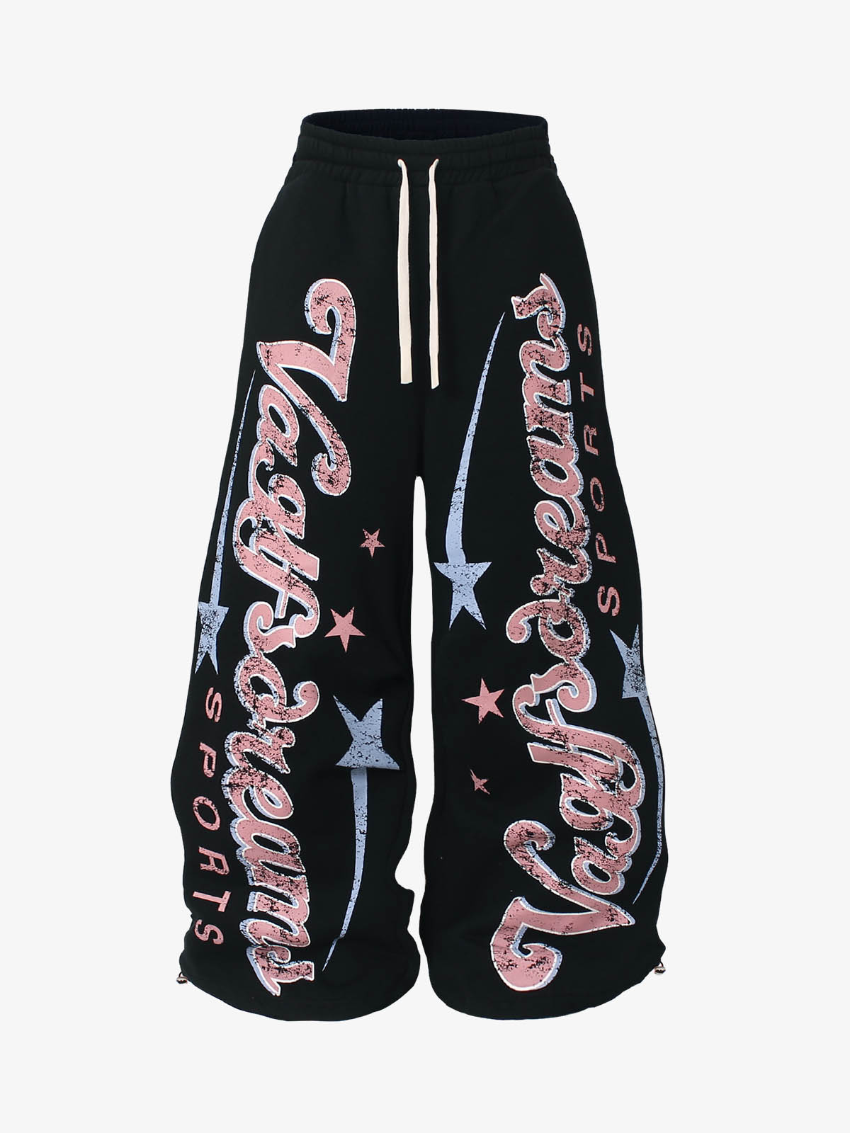 Retro Graphic Fleece-Lined Baggy Sweatpants 