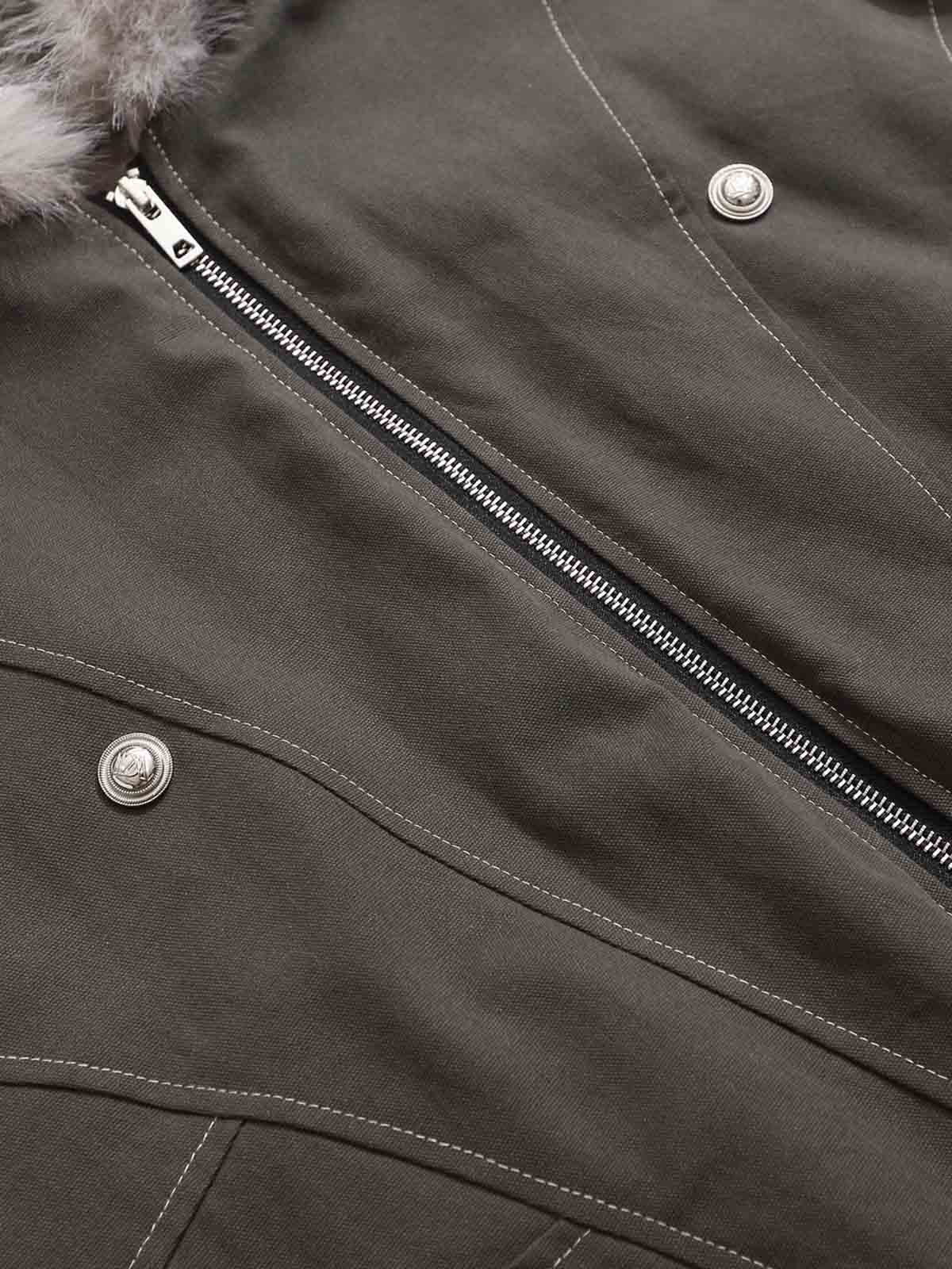 Faux Fur Hooded Padded Bomber Jacket 