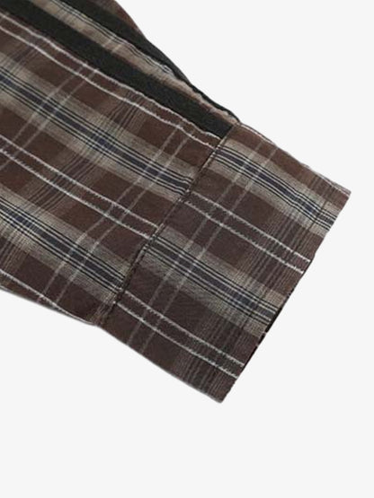 Plaid Long Sleeve Shirt with Unique Contrast Trim 