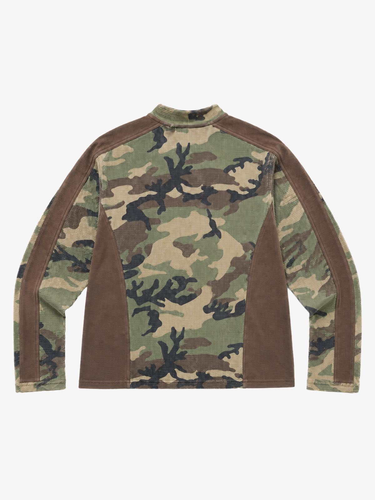 Racing Graphic Waffle-Panel Washed Stand-Collar Long Sleeve Tee