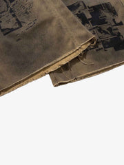 Dirty Mud Wash Print Jorts 