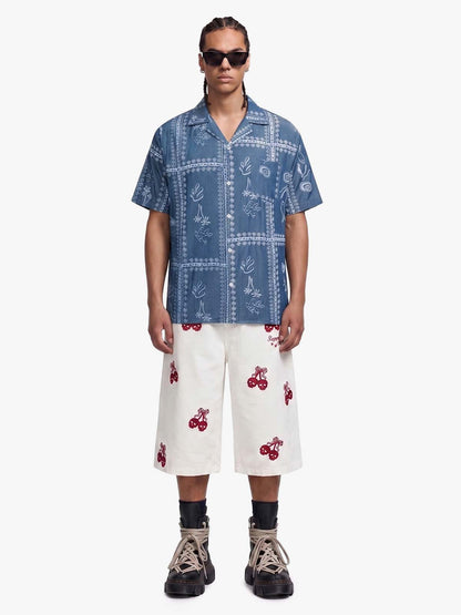 Blue Paisley Camp Collar Boxy Shirt 