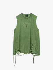 Street Ripped Vest with Detachable Necklace 