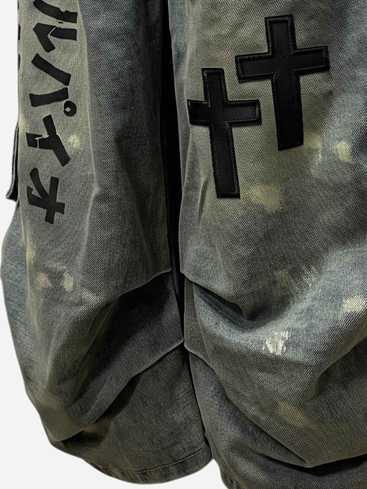 Logo Embroidered Multi-Pocket Flared Shorts