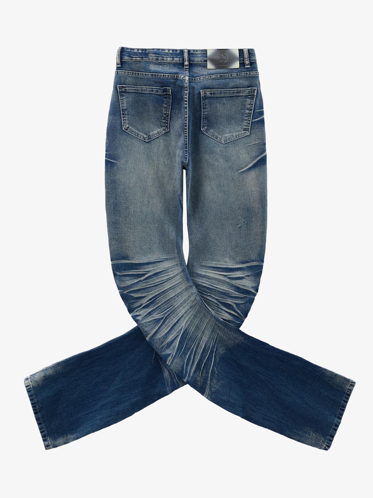 Black Denim Flared Jeans with Button Front High Waist Design 