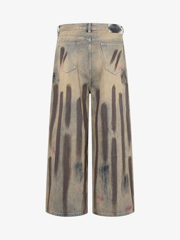Retro Washed Brushstroke Baggy Jeans 