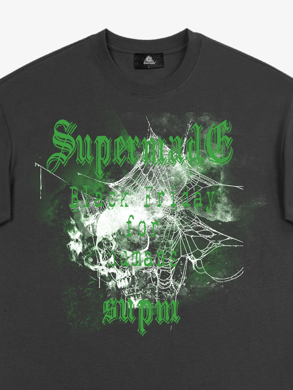 Gothic Skull Spiderweb Graphic T-Shirt 