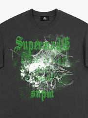 Gothic Skull Spiderweb Graphic T-Shirt 