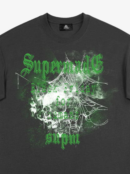 THE SUPERMADE Black Friday Gothic Skull Spiderweb Graphic T-Shirt 